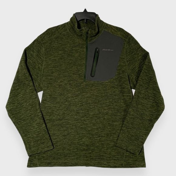 Eddie Bauer Other - Eddie Bauer Fleece Pullover Mens Medium Hunter Green Casual Sweater Quarter Zip